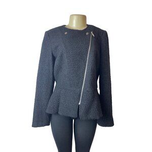 Michael Kors Women Black Zip Up Collarless Coat Sz 8